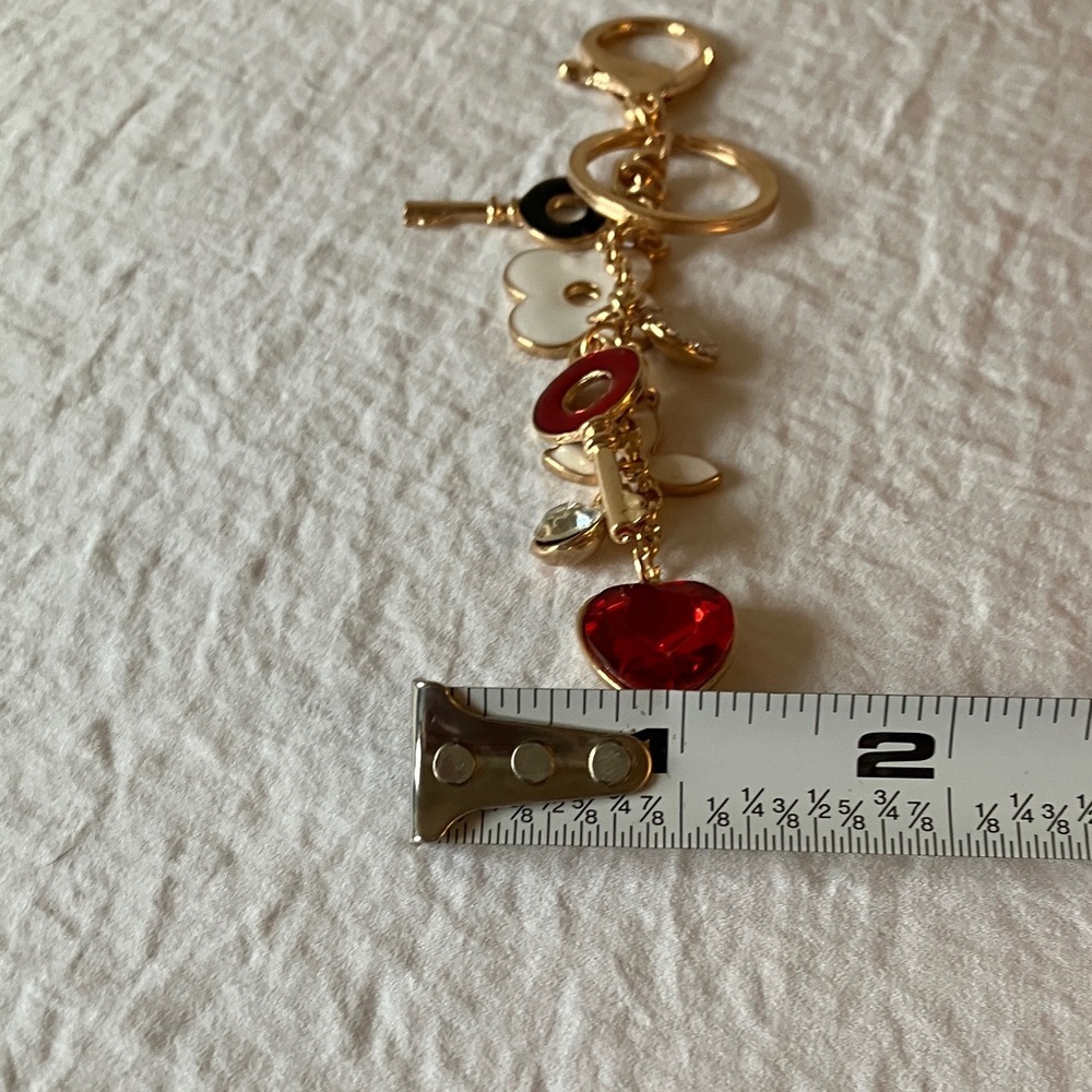 Gold Tone & Red Charm Keychain - Picture 11 of 11